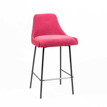 Tabouret snack en tissu matelassé rose - BarLars diamant