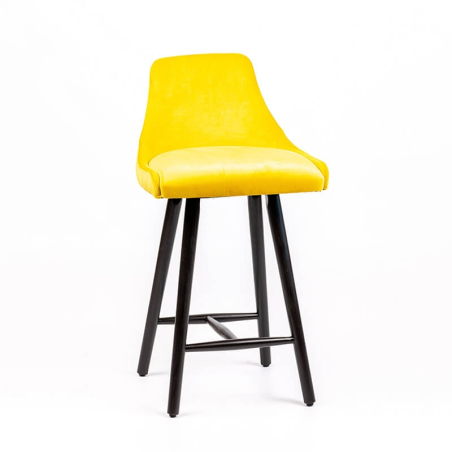 Tabouret en tissu dossier matelassé pieds bois - BarLars line