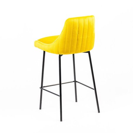 Tabouret snack en tissu jaune et pieds métal noir - BarLars line