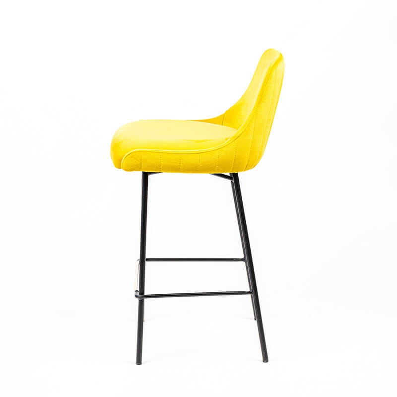Tabouret en tissu jaune et pieds métal noir - BarLars line