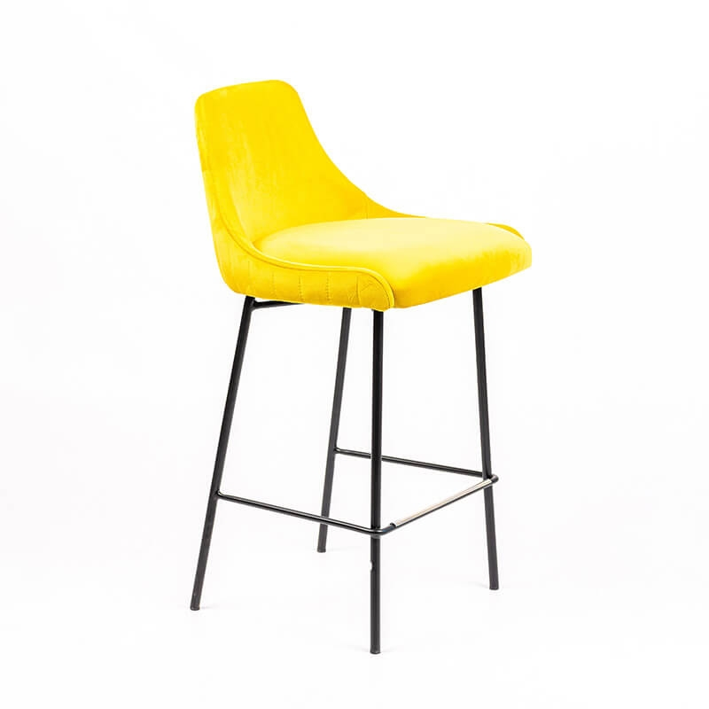 Tabouret snack dos matelassé en tissu et pieds métal - BarLars line