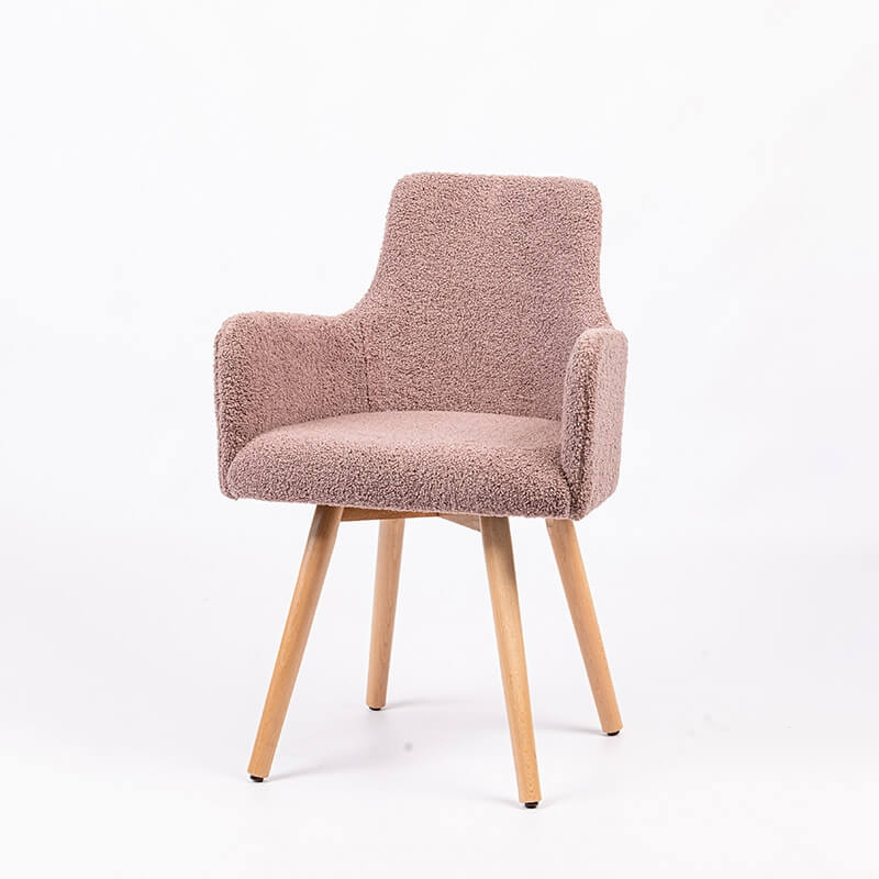 Fauteuil en tissu rose et pieds bois - Anders