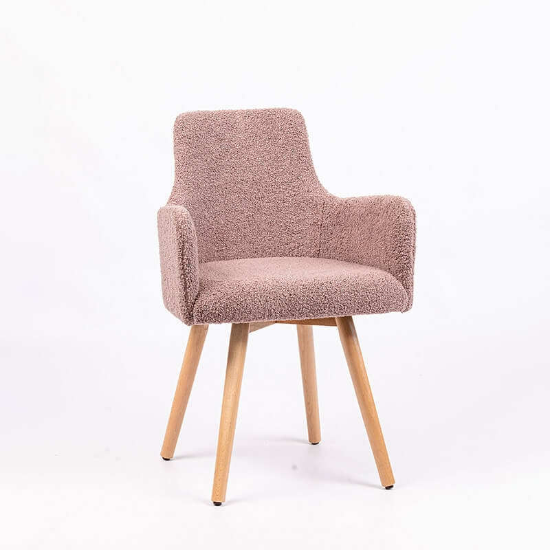 Fauteuil cocooning en tissu rose et pieds bois naturel - Anders