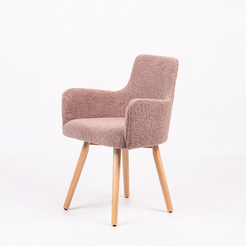 Fauteuil en tissu rose avec pieds bois naturel - Anders