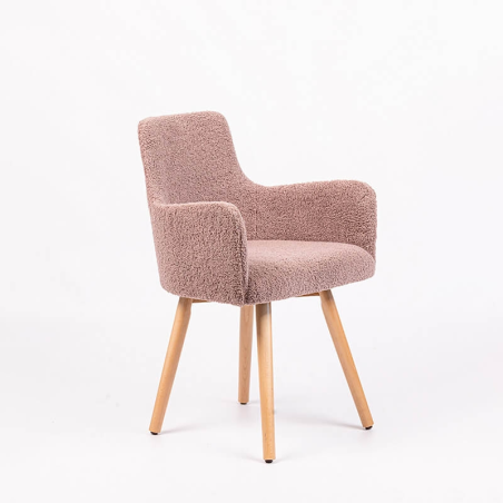 Fauteuil cocooning en tissu avec pieds bois - Anders