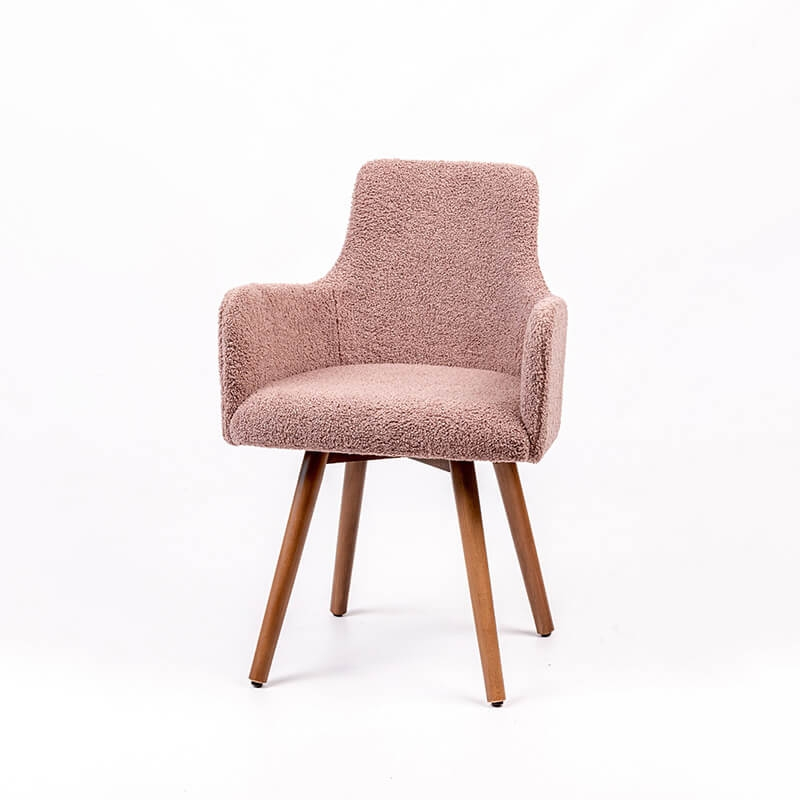 Fauteuil contemporain en tissu rose et pieds bois - Anders