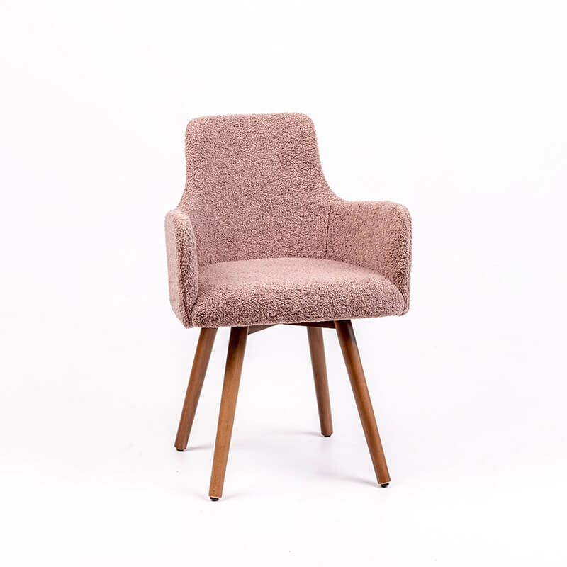 Fauteuil moderne en tissu rose et pieds bois - Anders