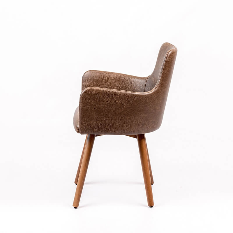  Fauteuil confortable marron avec pieds bois naturel - Anders