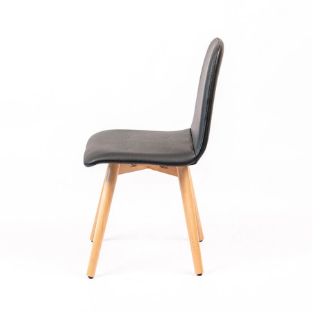 Chaise inspiration scandinave rembourrée avec pieds coniques en bois - Pandora