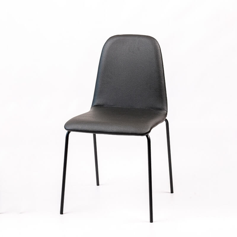 Chaise moderne noire rembourrée avec pieds métal - Pandora