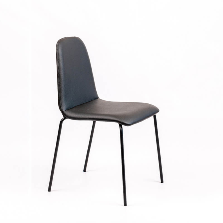 Chaise tendance rembourrée noire avec pieds métal - Pandora