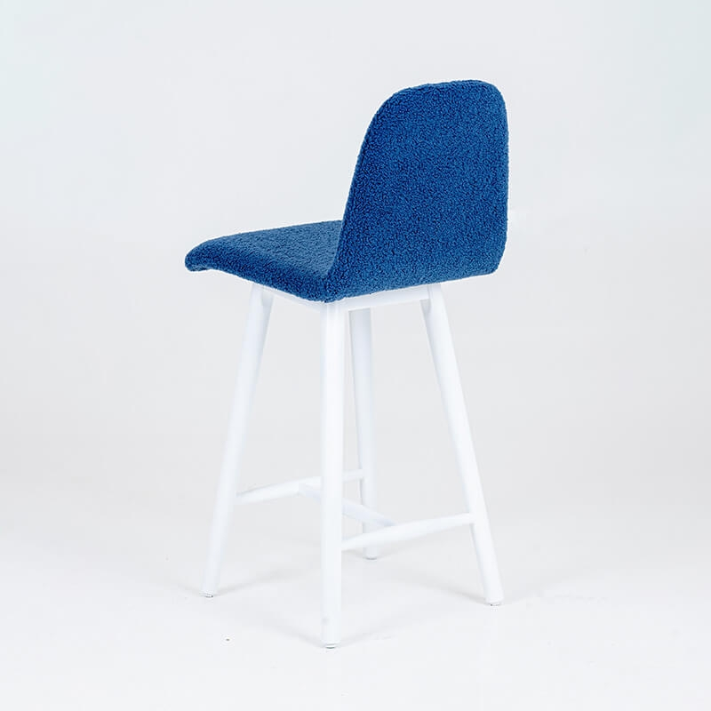 Tabouret snack en tissu bleu et pieds en hêtre blanchi - BarPandora