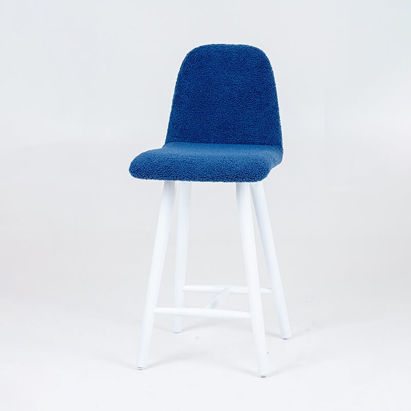 Tabouret snack bleu en tissu et pieds en hêtre massif  - BarPandora