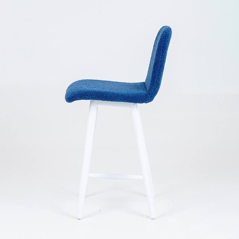 Tabouret snack bleu en tissu et pieds en bois massif - BarPandora