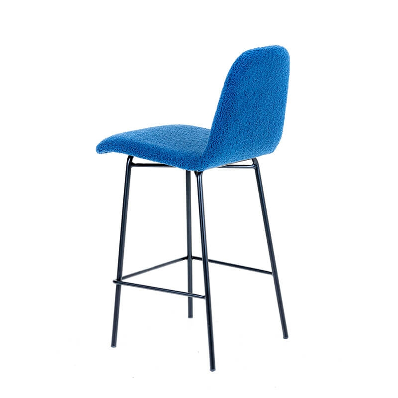 Tabouret snack en tissu bleu et pieds en métal noir - BarPandora