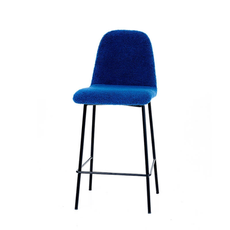 Tabouret snack en tissu et pieds en acier laminé noir - BarPandora