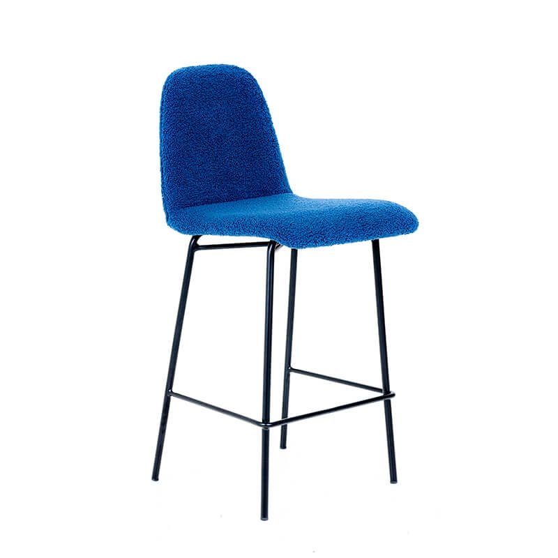 Tabouret snack bleu en tissu et pieds en métal - BarPandora
