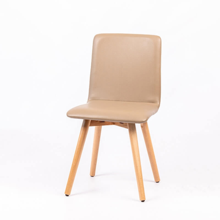 Chaise moderne en synthétique et pieds en hêtre massif - Plaza