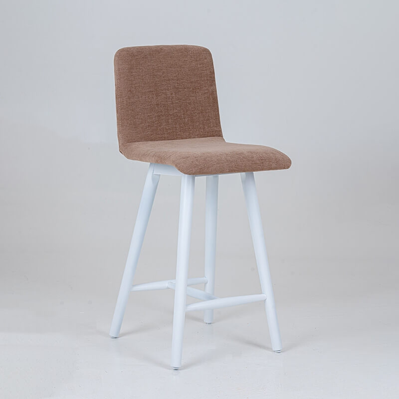 Tabouret snack taupe avec dos matelassé en tissu et pieds en hêtre - BarPlaza diamant