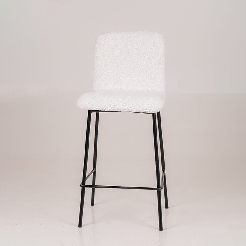 Tabouret snack blanc en tissu et pieds noirs en acier - BarPlaza