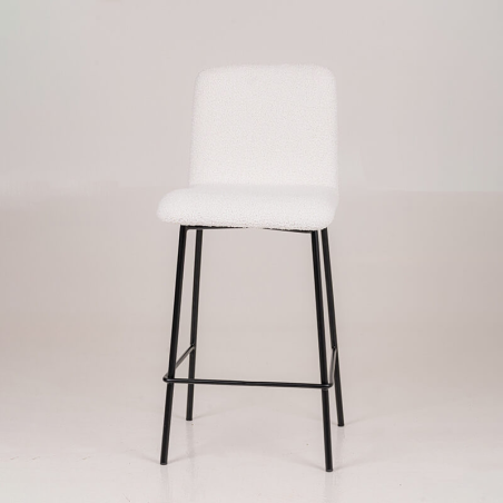 Tabouret snack blanc en tissu et pieds noirs en acier - BarPlaza