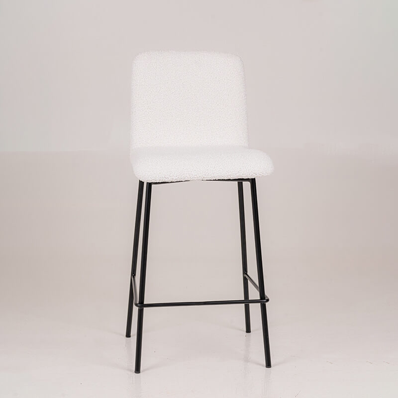 Tabouret haut blanc en tissu et pieds noirs en métal - BarPlaza