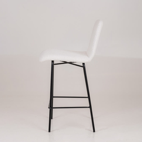 Tabouret snack en tissu blanc et pieds en acier - BarPlaza