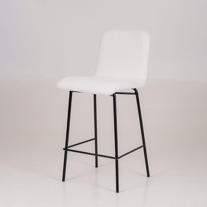 Tabouret snack moderne en tissu blanc et pieds en acier laminé - BarPlaza