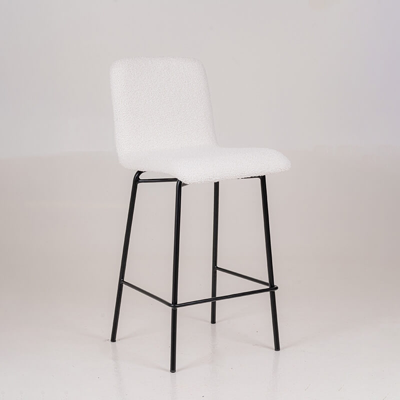 Tabouret snack blanc moderne en tissu et pieds en métal noirs - BarPlaza