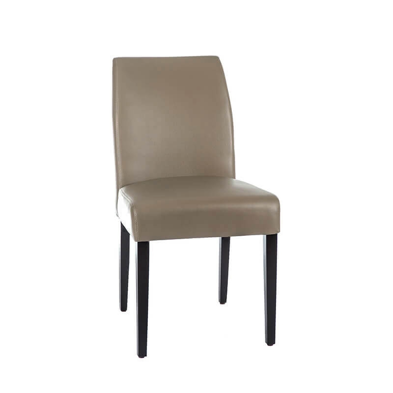 Chaise contemporaine en synthétique taupe et pieds en bois - Fritz