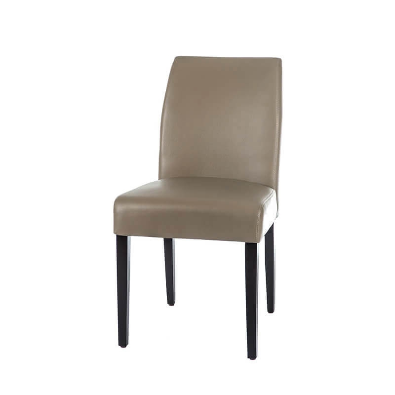 Chaise contemporaine en synthétique taupe et pieds en hêtre - Fritz