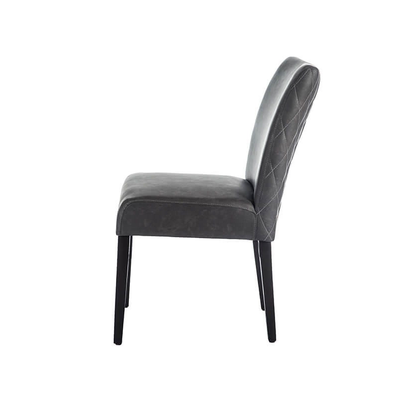 Chaise anthracite avec dos matelassé en synthétique et pieds en hêtre teinté wengé - Fritz diamant