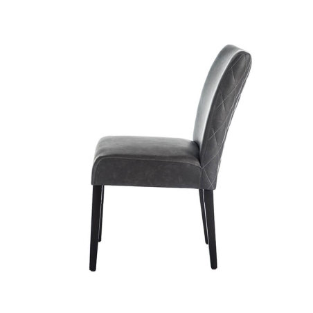 Chaise anthracite avec dos matelassé en synthétique et pieds en hêtre teinté wengé - Fritz diamant