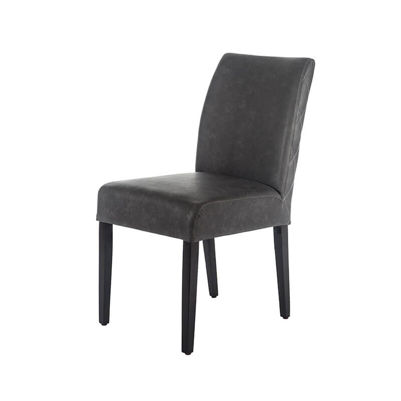 Chaise grise avec dos matelassé en synthétique et pieds en bois de hêtre - Fritz diamant