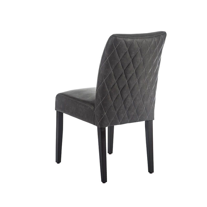 Chaise avec dos matelassé en synthétique gris et pieds en bois massif - Fritz diamant