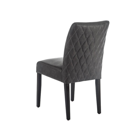 Chaise avec dos matelassé en synthétique gris et pieds en bois massif - Fritz diamant