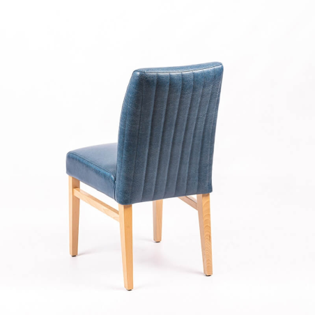Chaise bleue en synthétique avec dos matelassé et pieds en bois massif - Fritz line-40