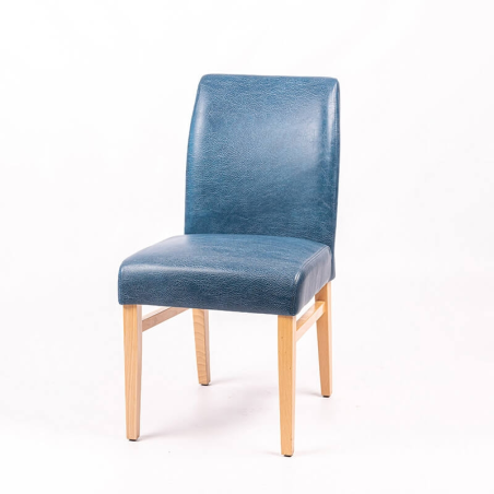 Chaise en synthétique bleu avec dos matelassé et pieds en bois de hêtre - Fritz line-40