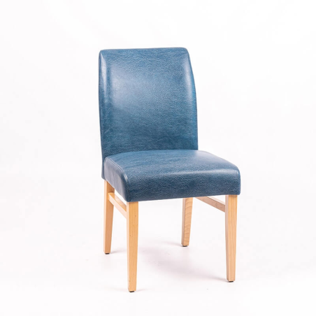 Chaise en synthétique bleue avec dos matelassé et pieds en hêtre - Fritz line-40