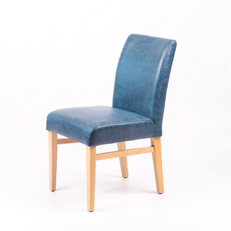 Chaise bleue en synthétique avec dos matelassé et pieds en bois - Fritz line-40