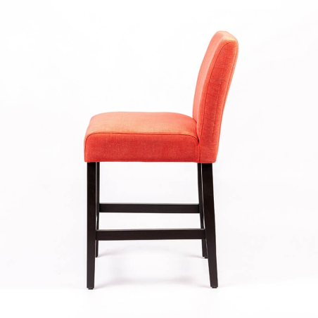 Tabouret snack orange avec dos matelassé en tissu et pieds en hêtre - BarFritz line