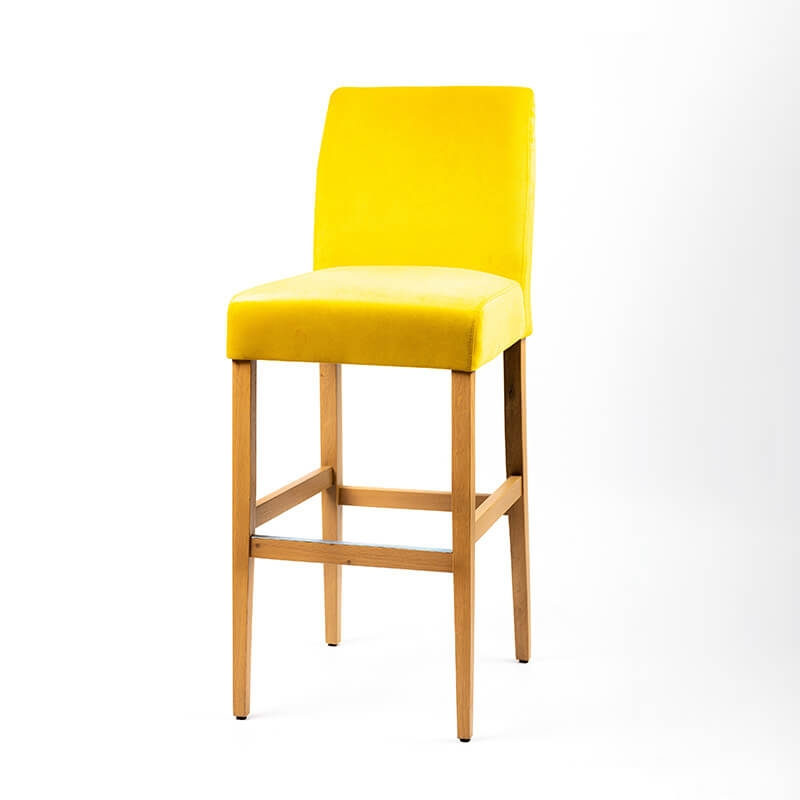 Tabouret de bar avec dos en tissu matelassé et pieds en bois de chêne  - BarFritz line