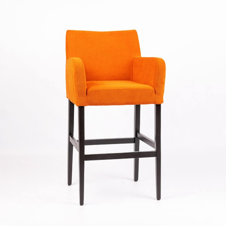 Tabouret de bar orange dos matelassé en tissu et pieds en bois de hêtre - BarMoritz line
