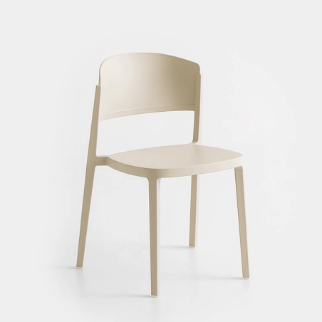 Chaise moderne empilable en technopolymère sable - Abuela