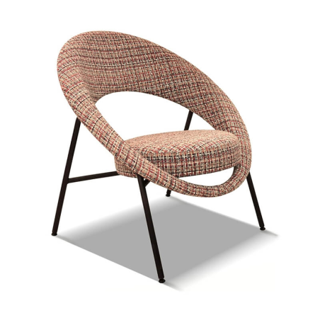 Fauteuil design en tissu imprimé qvadrat cappucino fabriqué en France - Saturn
