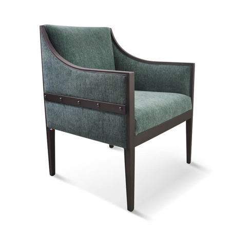 Fauteuil de style en tissu bleu vert fabriqué en France - Loic