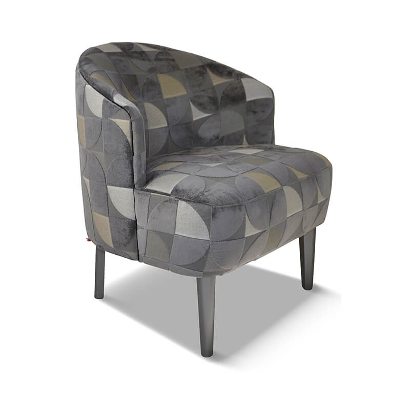 Fauteuil confortable en tissu et en bois couleur argent fabriqué en France - Nico