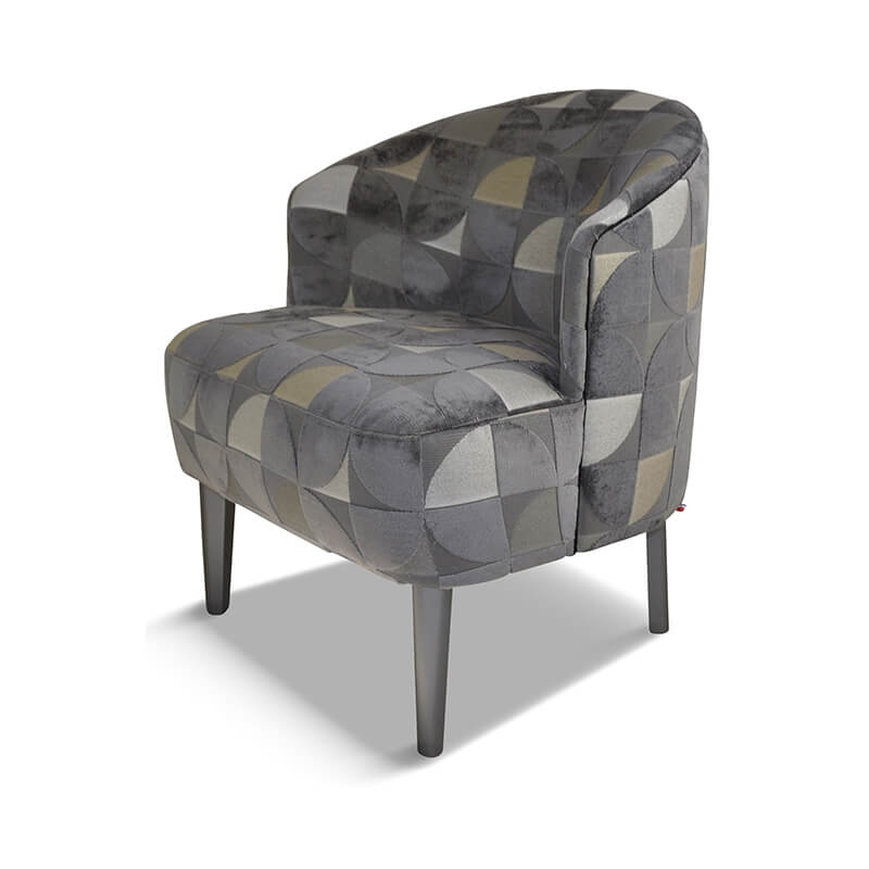 Fauteuil confortable en tissu imprimé et en bois fabriqué en France - Nico