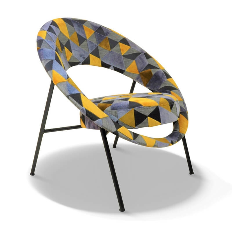 Fauteuil design en tissu à motif idaho fabriqué en France - Saturn