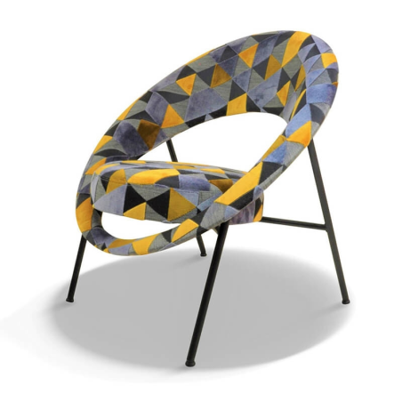 Fauteuil design en tissu à motif fabriqué en France - Saturn